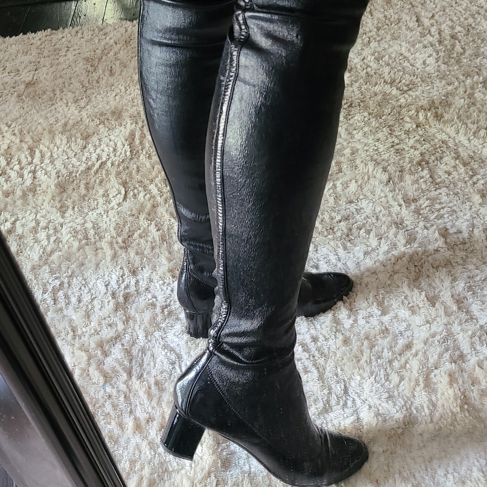 Chanel thigh high patent leather beautiful boots.